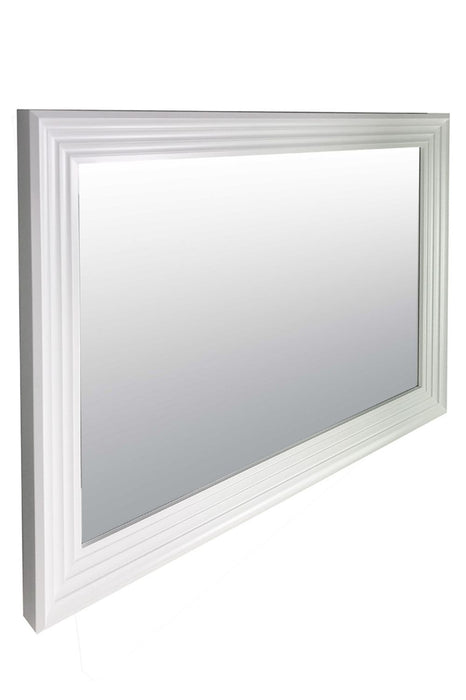 New Modern Bright White & Silver Layered Wall Mirror