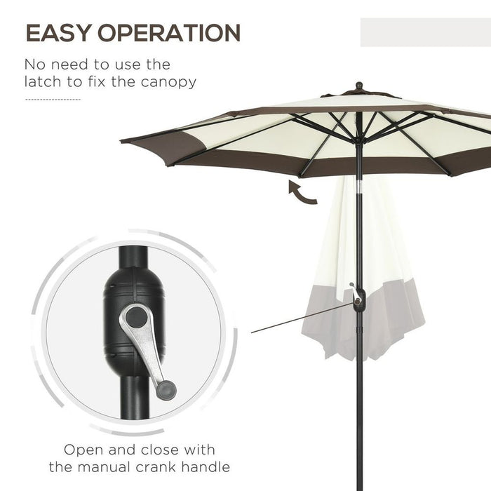 Outsunny 2.7m Garden Umbrella, 8 Ribs, Tilt & Crank, High Quality