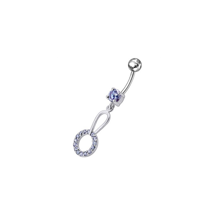 Jeweled Fancy Dangling SS Curved Navel Ring