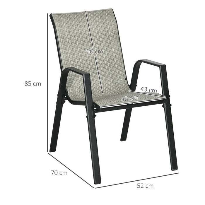 Outsunny Wicker Dining Chairs - Set of 4, Stackable, Outdoor, Mixed Grey