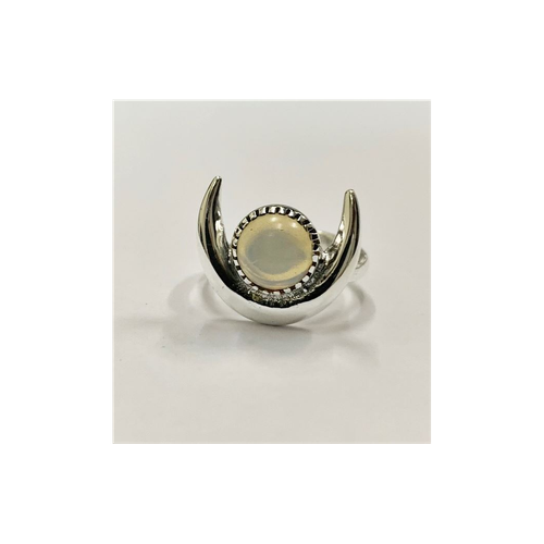 Halo Half Moon Ring, Opalite