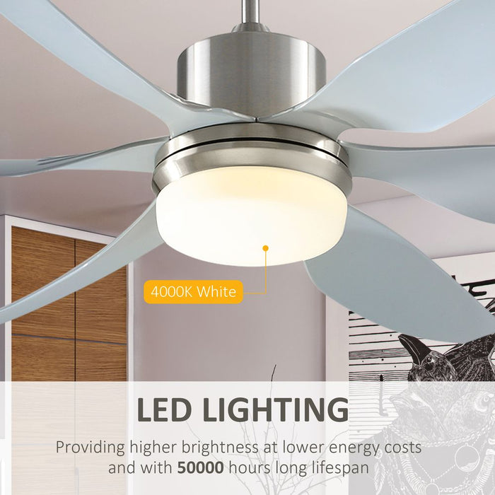 Sparkling Reversible Ceiling Fan, 3 Blades LED Light & Remote - HOMCOM