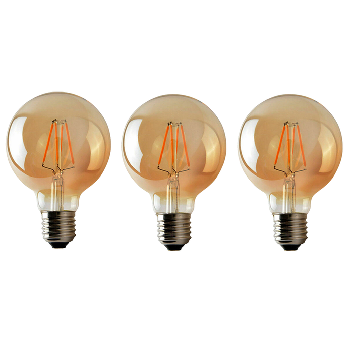 3 Pack E27 LED Edison Dimmable Vintage Amber Glass Warm white 2700K Light Bulbs