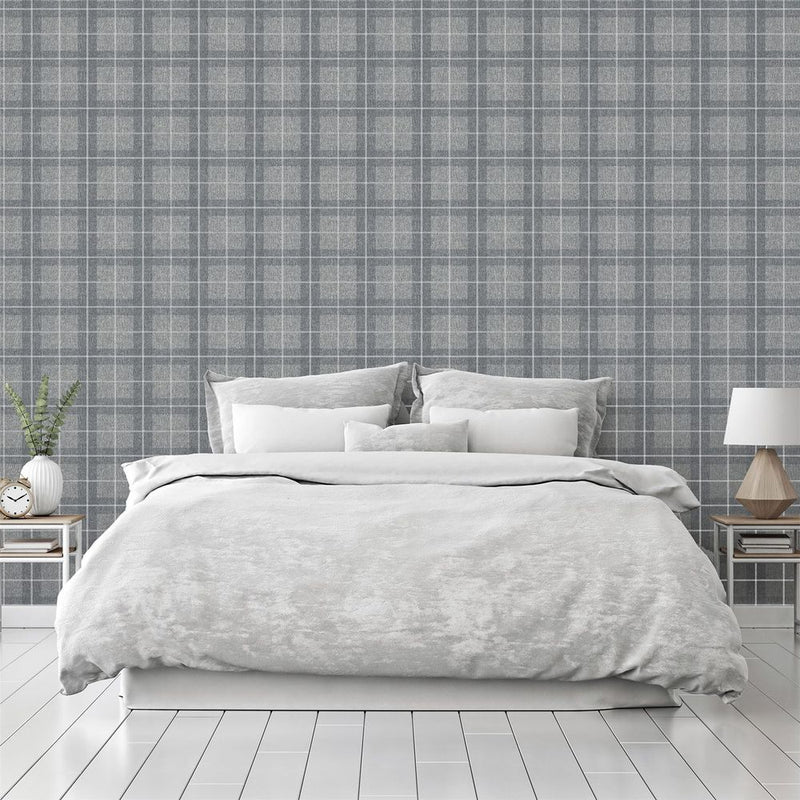 Premium Heritage Check Grey/Silver Scarf