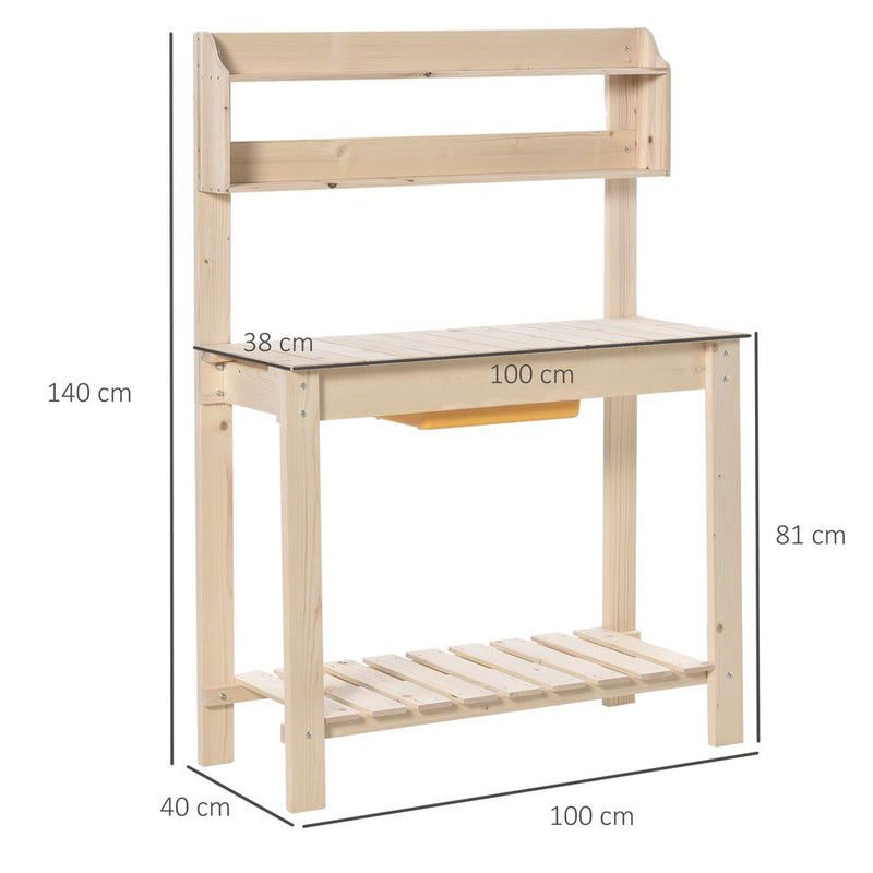 Garden Potting Bench Workstation Table w/ Sliding Tabletop & Dry Sink Outsunny