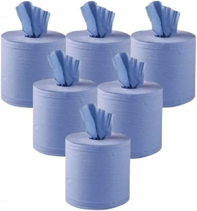 Aspect Centrefeed Blue Rolls (6 Rolls, Blue) | 2 Ply Embossed Paper Towels | Strong & Absorbent | Sustainable & UK Supplier | Perfect for Commercial & Kitchen Use