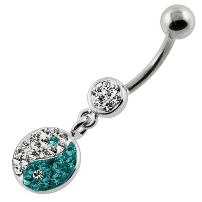 Multi Jeweled Ying Yang Navel Belly Piercing