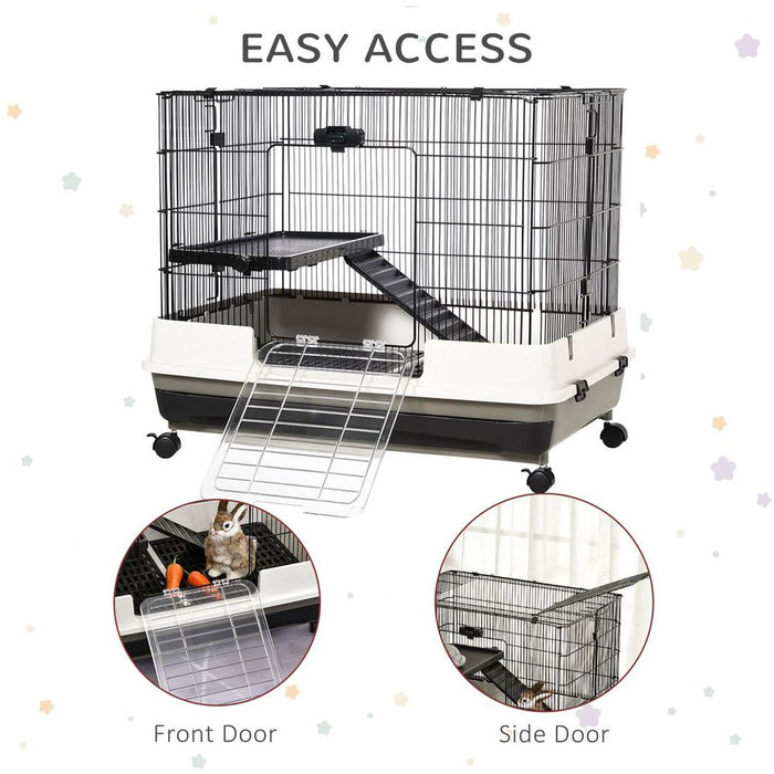 Premium Small Pet Cage: Metal Wire Top, Removable Tray, 4 Wheels