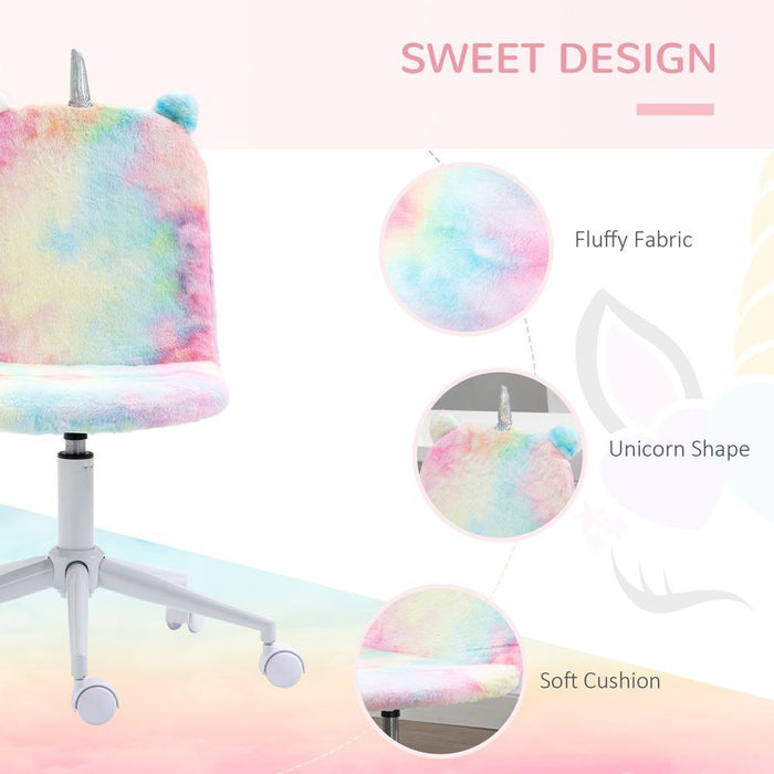 Premium Fluffy Unicorn Office Chair: Swivel Wheel, Cute Desk Chair, Rainbow; High-Quality, Comfortable, Fun Design