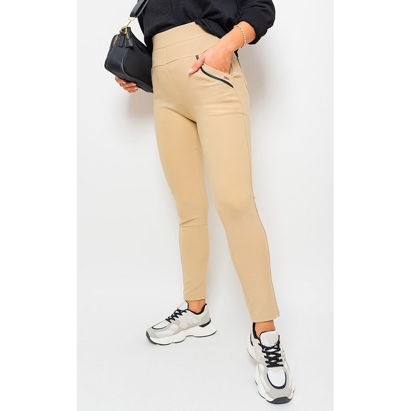 High Waist Double Band Pocket Leggings