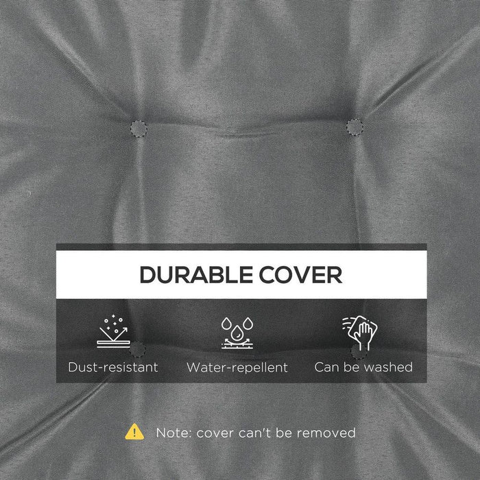 Premium Grey Garden Seat Cushion: 40x40cm, Ties, High Quality, Durable, Tufted, All-Weather, Perfect for Outdoor Dining Chairs