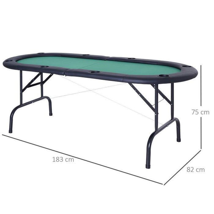 Premium Foldable Poker Table - Casino Top, 8 Players, Game Trays, Drink Holder