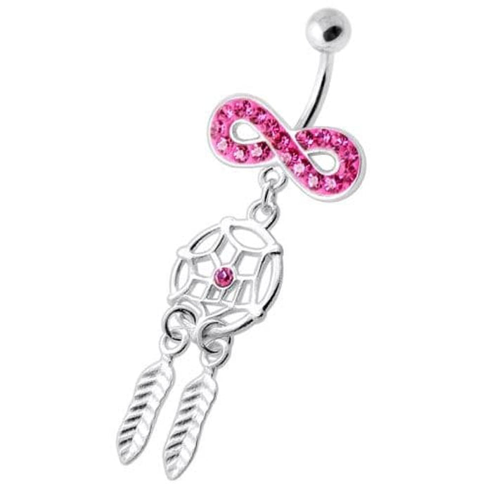 Infinity with Dream catcher Dangling Belly bar