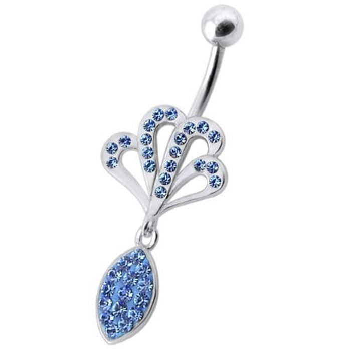 Fancy Jeweled Rasta colored belly ring with dangling pot