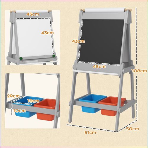 AIYAPLAY Double Sided Art Easel for Kids with Paper Roll