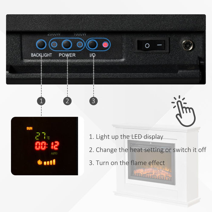 Electric Fireplace Suite Remote Flame EffectOverheat Protection Timer