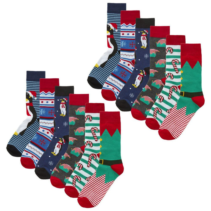 Men’s 12 Pair Value Pack Festive Christmas Socks