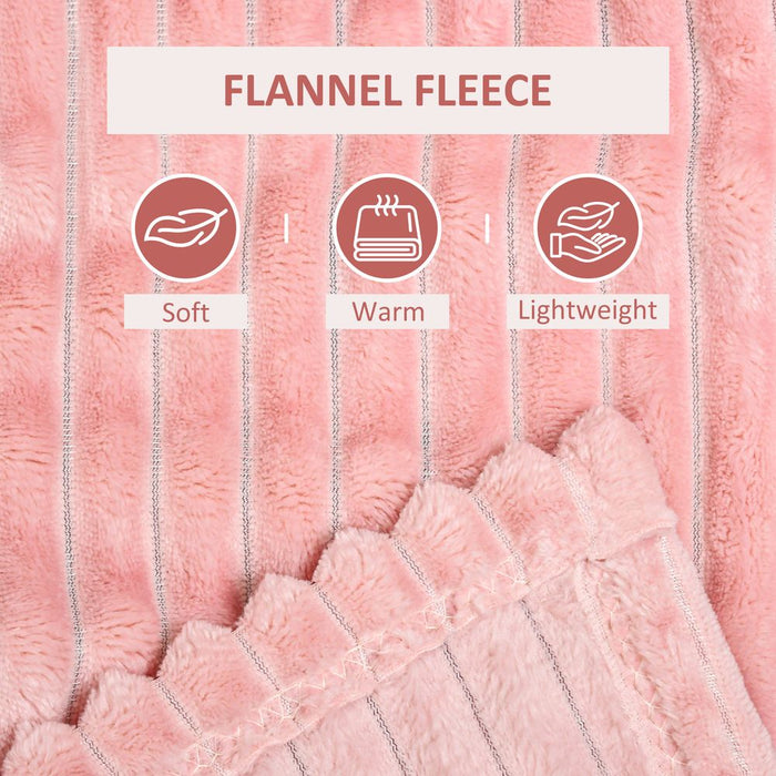 Premium Pink Flannel Fleece Throw Blanket - 152x127cm - High-Quality & Versatile