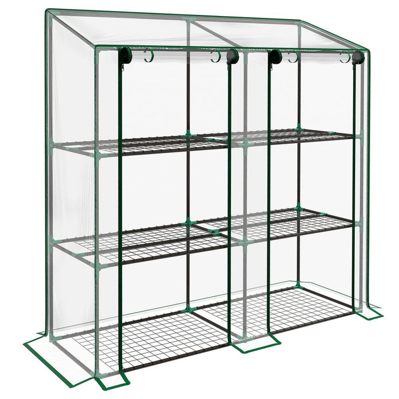 Outsunny 3-Tier Mini Greenhouse; 151H x 143W x 46Dcm; Clear; Protect Plants with Ease