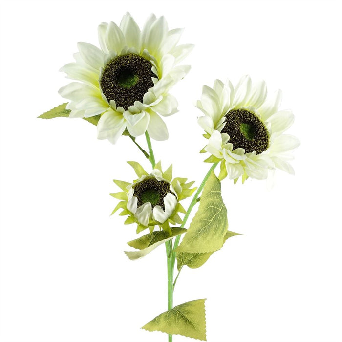 Premium 88cm White Artificial Sunflower - 3 Heads