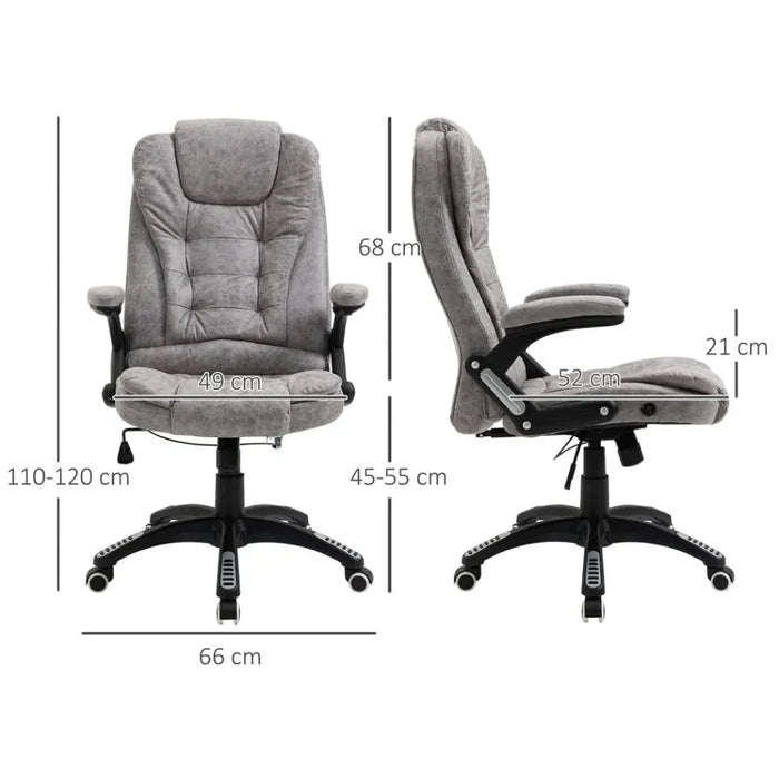 Luxury Microfibre High Back Office Chair | Grey | Swivel Wheels | Thick Padding