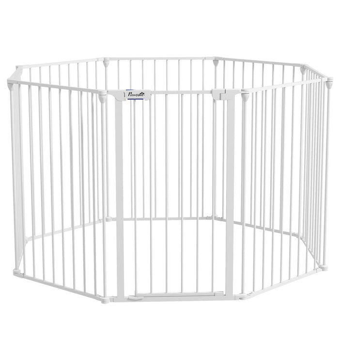 PawHut 2-in-1 Dog Pen, Safety Pet Gate, 8 Panels, Medium Dogs, 90Hcm