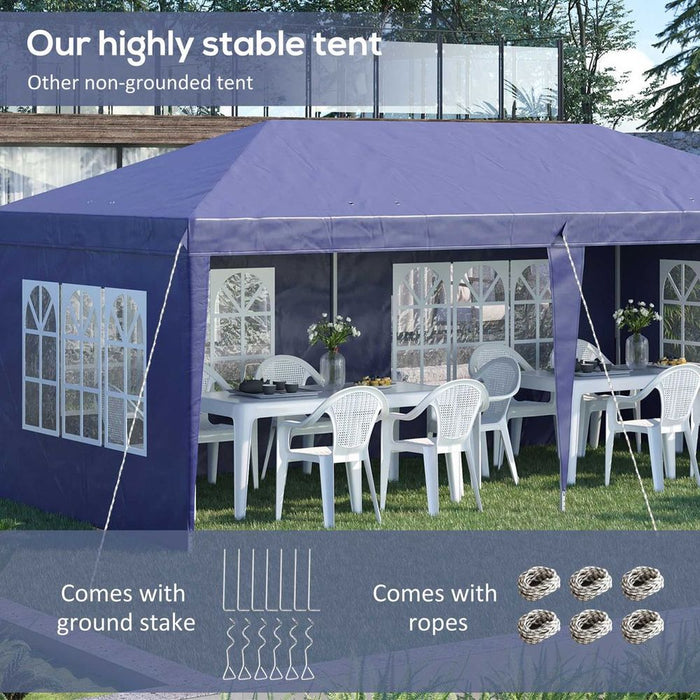 Premium 3x6m Heavy Duty Gazebo Marquee - Blue. High-Quality Materials. Easy Setup & Storage.