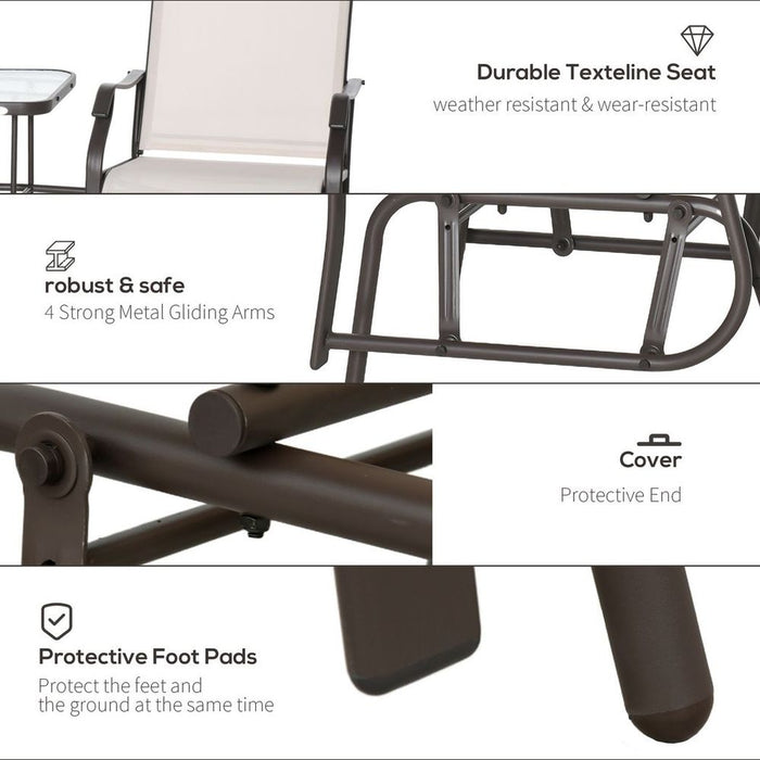 Outsunny Double Glider Loveseat & Table - Relaxation in Beige