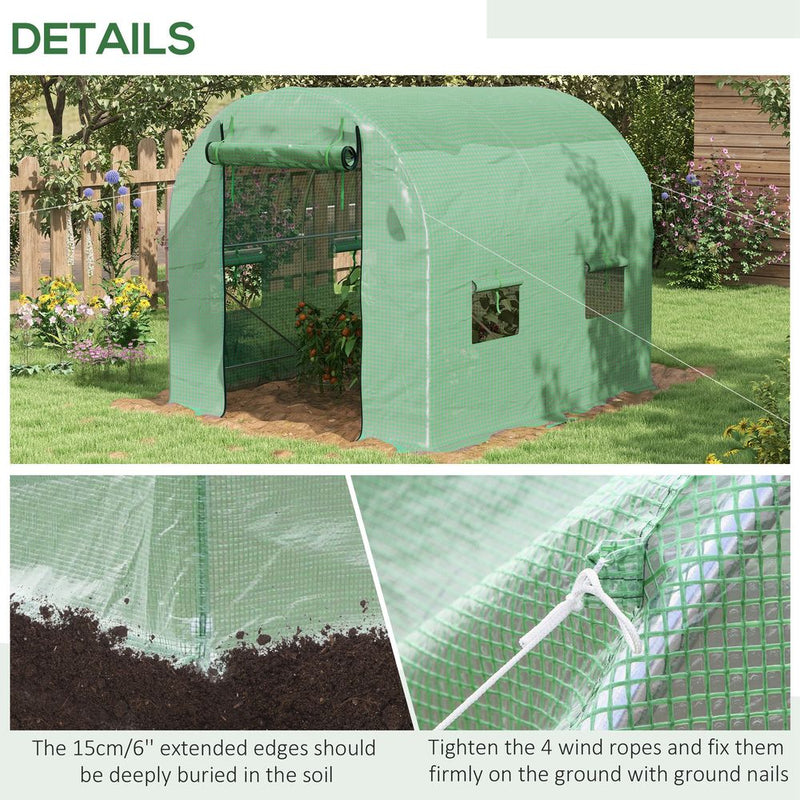 Premium 2.5x2m Polytunnel Greenhouse w/ Steel Frame & Roll-up Door - High-Quality, Durable & Easy Assembly