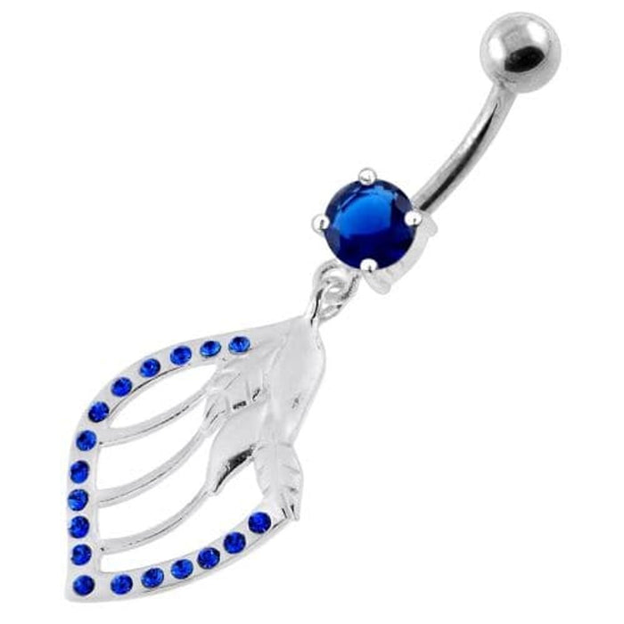 Jeweled Floral Shell 925 Sterling Silver Navel Bar