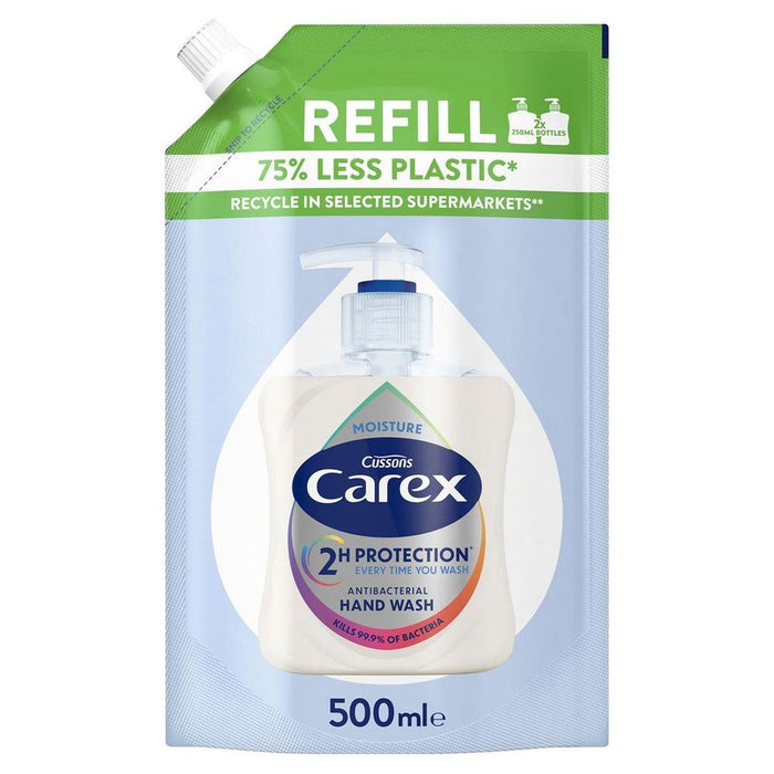 Carex Hand Wash Refills 500ml - Antibacterial Moisture - Eco Friendly - UK's No.1