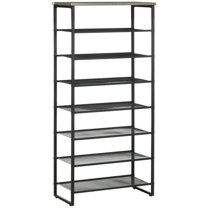 HOMCOM 8-Tier Shoe Rack: 21-24 Pair Shoe Storage Shelf for Entryway - Sturdy, Metal Construction