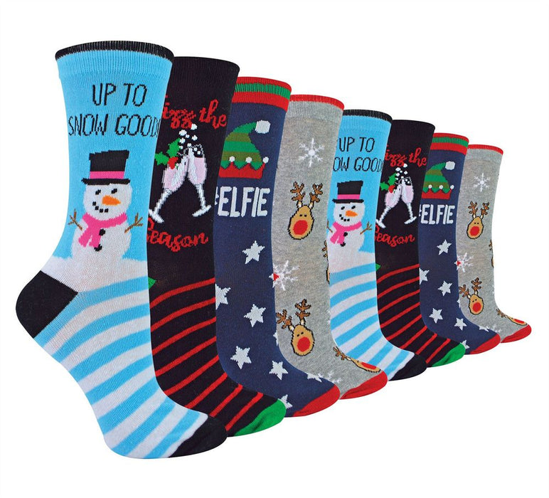 8 PAIRS - RJM Ladies Xmas Socks