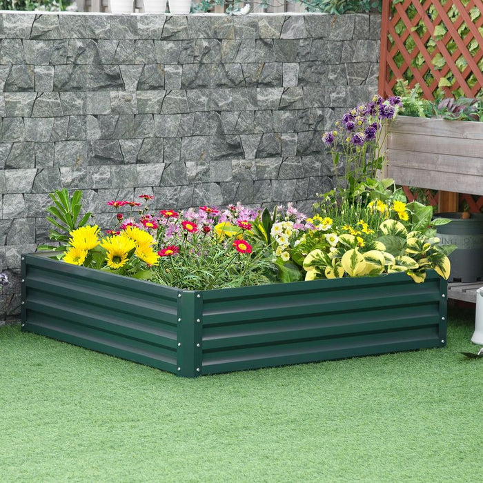 120x120cm Raised Garden Bed Frame - Grow Flowers & Vegetables - Outdoor Planter Kit - Green