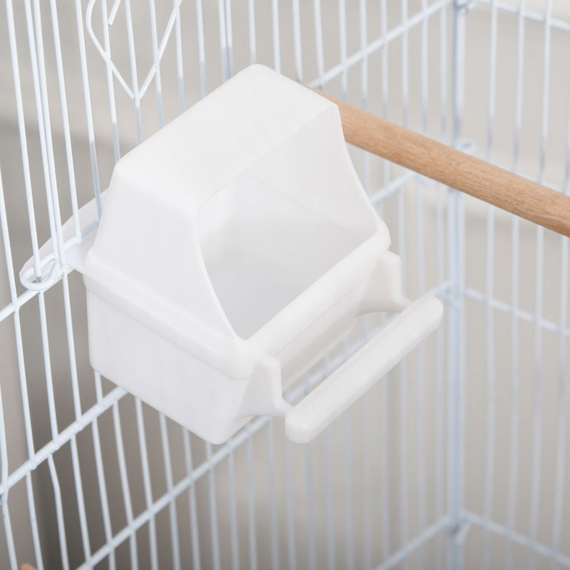 PawHut Bird Cage Budgie Cages for Finch Canary Parakeet with Stand Wheels Slide-out Tray Accessories Storage Shelf, White 46.5 x 36 x 157 cm