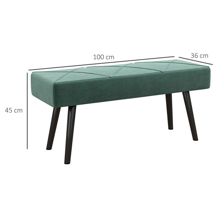 HOMCOM End of Bed Bench, Upholstered Hallway Bedroom, Steel Legs, Green