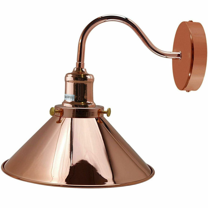 Retro Industrial Swan Neck Wall Light Indoor Sconce Metal Cone Shape Shade - Basement, Bedroom, Dining Room, Garage