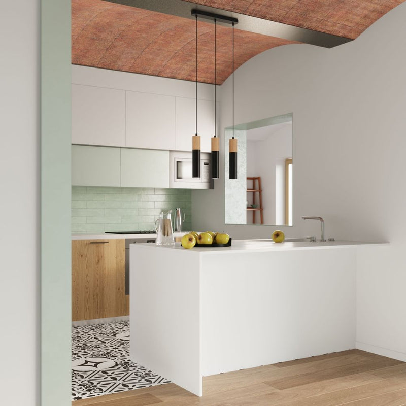 Pablo Pendant Lamp: Steel & Wood, Modern Design, GU10