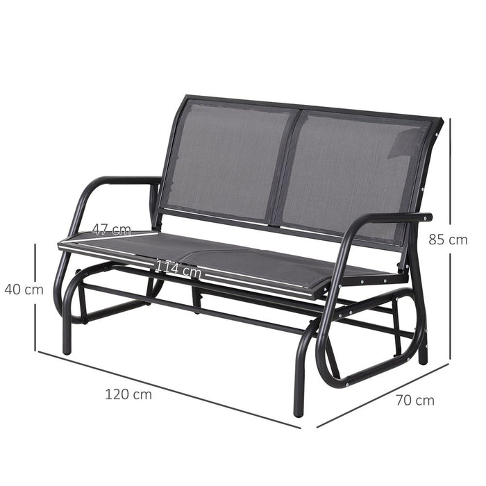 2-Person Glider Bench Patio Double Swing Gliding Chair Loveseat Grey Armrest