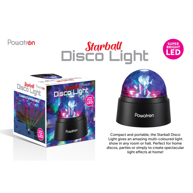 POWATRON Crystal Starball Disco Light Projector Mini Disco Party Lights Enchanting Patterns Compact & Portable Disco Ball Light for Home Parties Kids & Adults RGB Stage Lamp Light Batteries Included