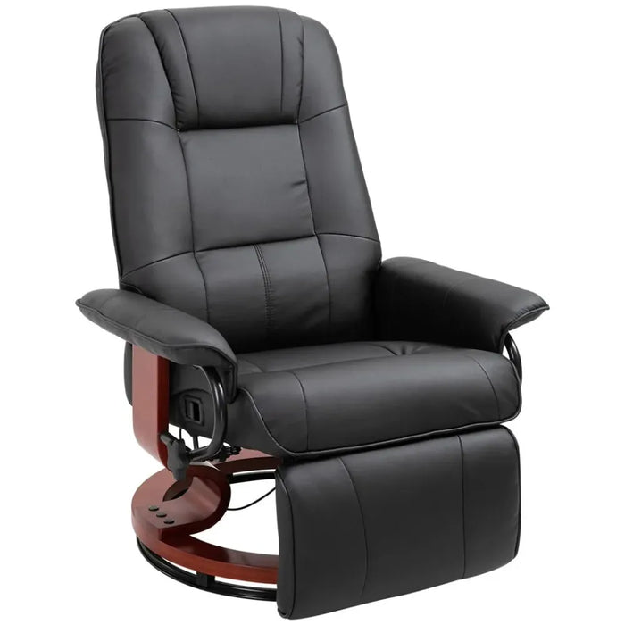 Ergonomic Recliner Sofa Chair PU Leather Armchair Lounger with Footrest, Black