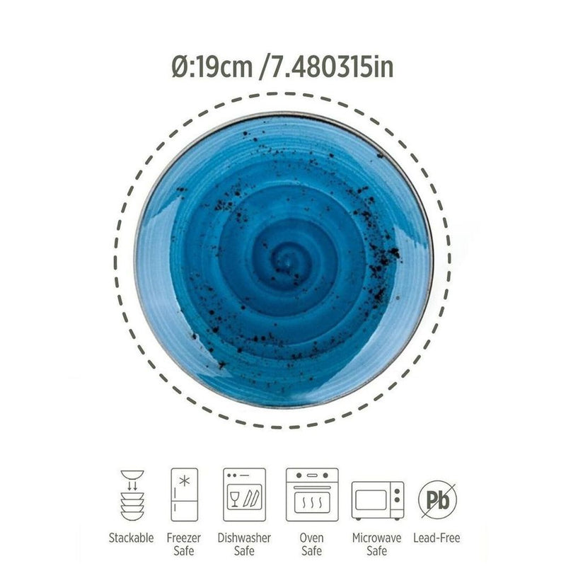 Porcelain Pasta Plates Pebble Marine Blue 19cm