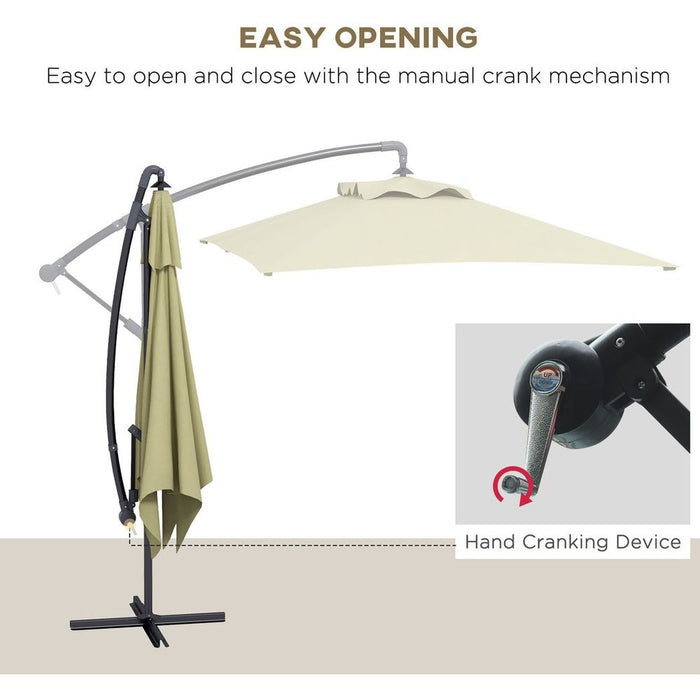 Premium Outsunny 3m Cantilever Parasol - Cross Base, Crank Handle, 6 Ribs, Beige - High-Quality Shade Solution