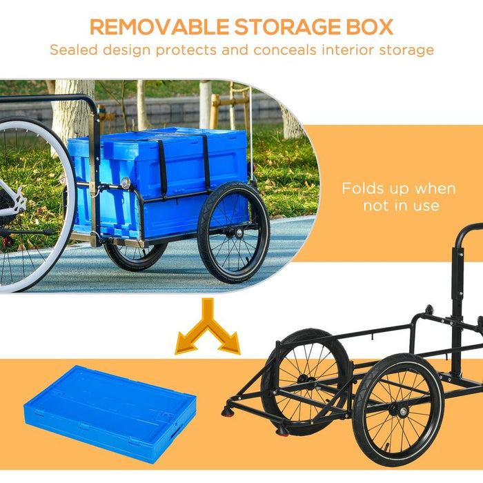 Premium 2-in-1 Bicycle Trailer & Storage Box - Foldable, High-Quality, Durable (Blue)