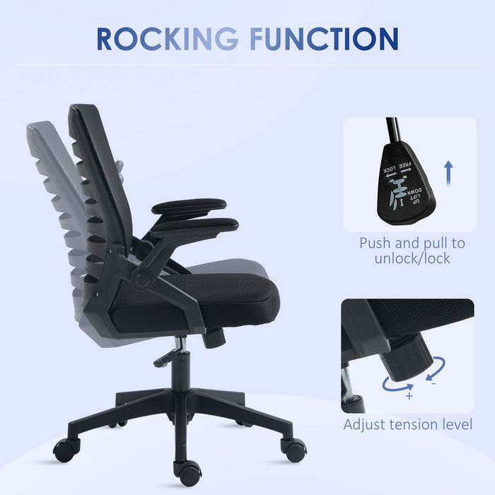 Vinsetto Mesh Office Chair Home Swivel Task Chair w/ Lumbar Support, Arm, Black