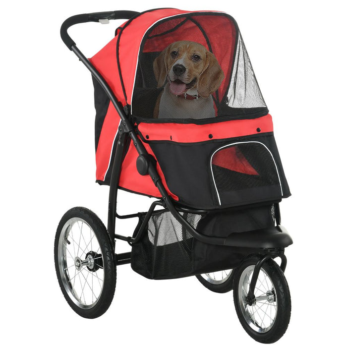 Premium Foldable Pet Stroller Jogger - Medium Dogs - Red