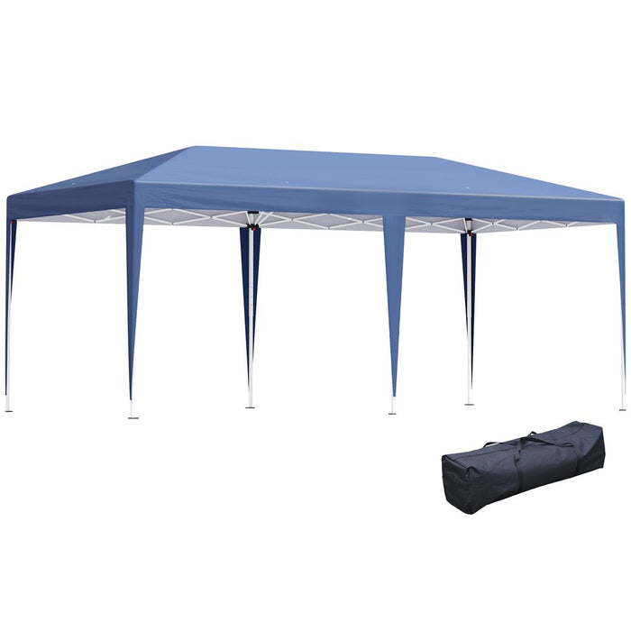 Premium Double Roof Pop Up Gazebo, 6x3m, Blue Heavy Duty Canopy Tent, Bag