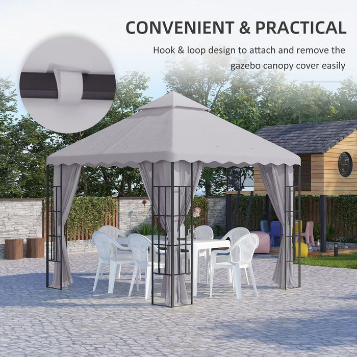 High-Quality 3x3m Gazebo Canopy Replacement Cover, 2-Tier Roof, Grey - Protect & Refresh Your Outdoor Space!