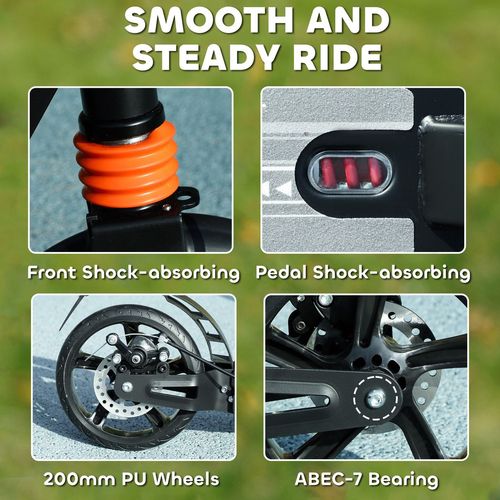 AIYAPLAY Kids Scooter, Foldable Kick Scooter w/ Adjustable Handlebar, Black