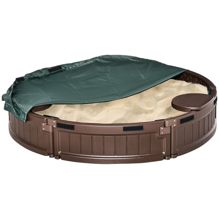 Premium Kids Outdoor Sandbox w/ Canopy - Durable & Fun - Ages 3-12 - Brown - Outsunny